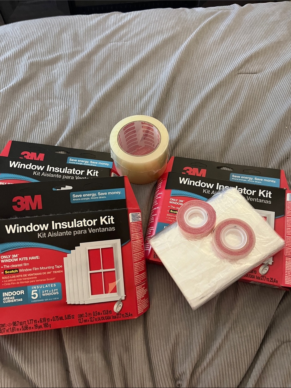 3M Window Insulator Kit with Clear Film and Red Tape- 3 pack and extra tape